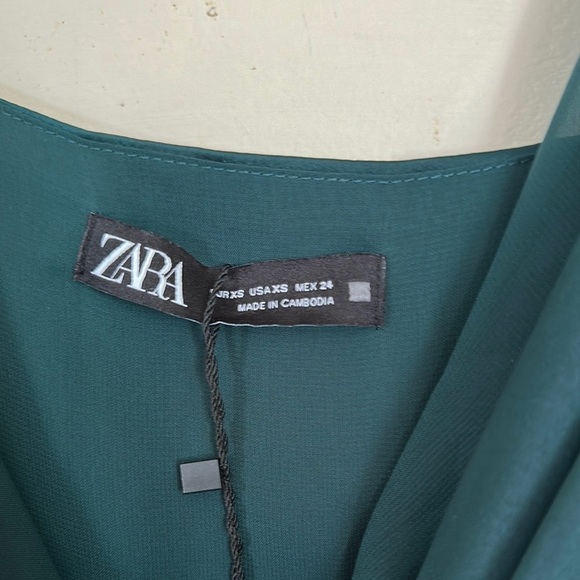 Zara Green Sheath Midi Dress with Spaghetti Straps - Picture 6 of 9